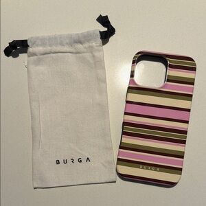 Burga Striped Phone Case - Pink, Brown, White
